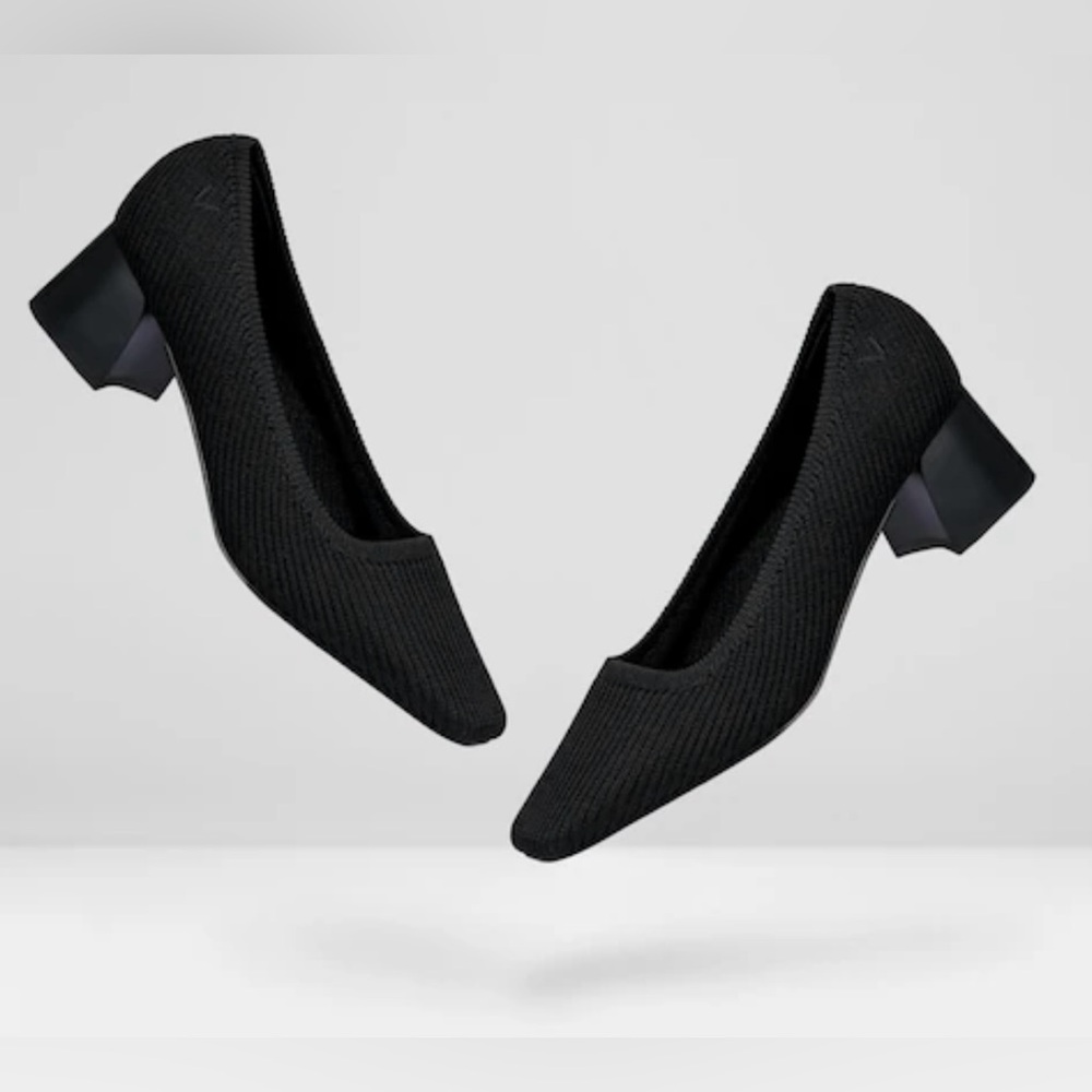 Vivana Black Square Toe Heels Size 39.5 Classic Casual